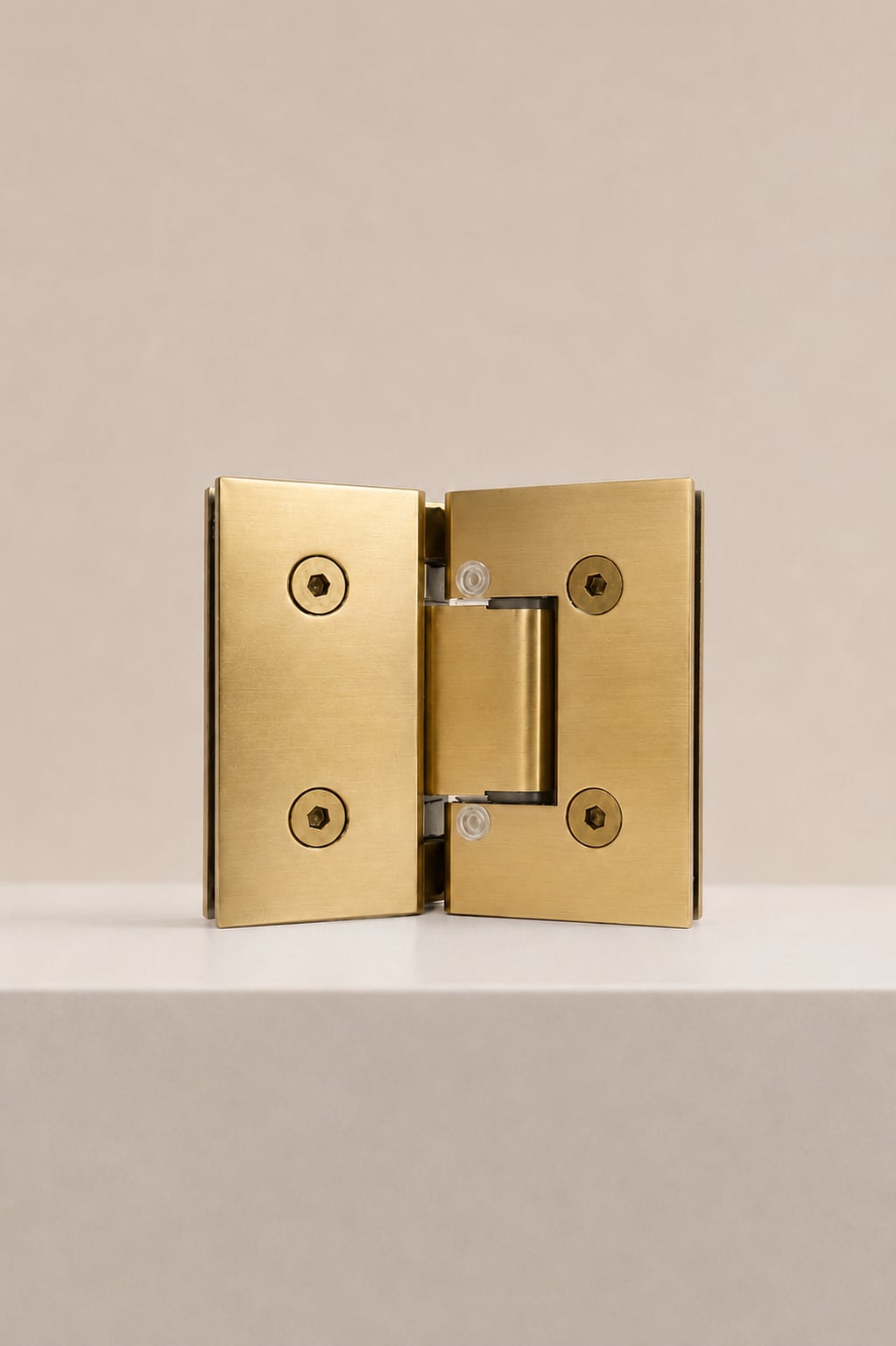 XO 135° Glass Hinge, Brushed Brass — back