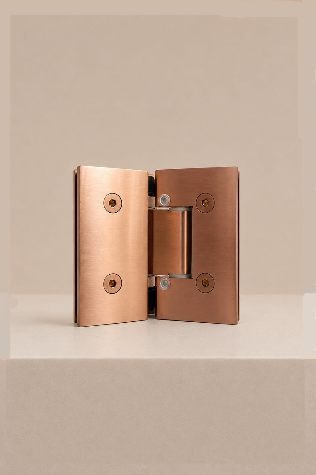XO 135° Glass Hinge, Brushed Copper — back