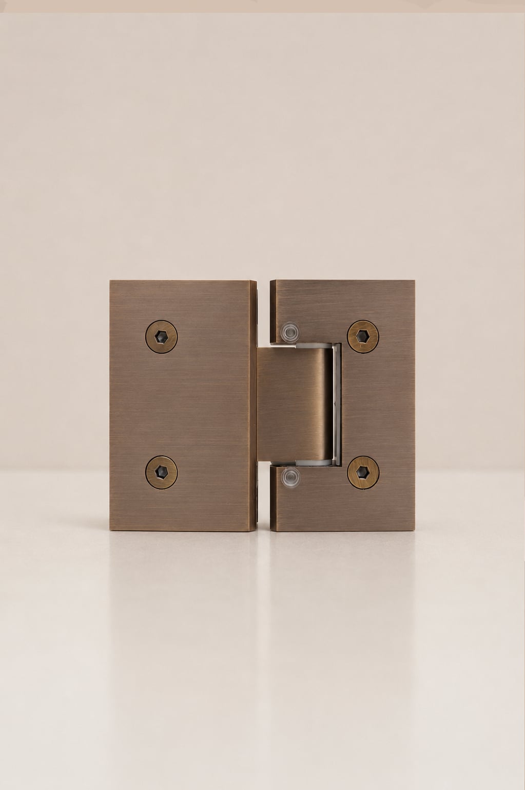 XO 180° Glass-to-Glass Hinge, Antique Brass — back