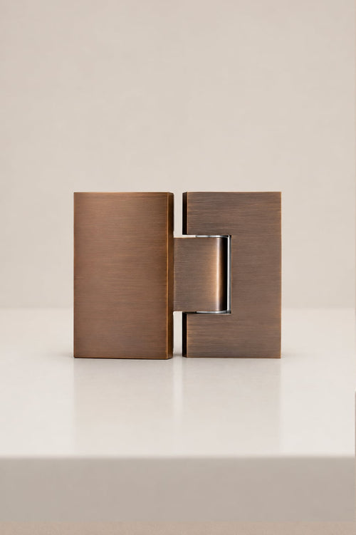XO 180° Glass-to-Glass Hinge, Antique Brass