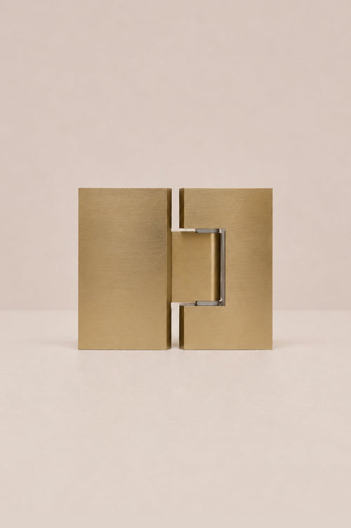 XO 180° Glass-to-Glass Hinge, Brushed Brass