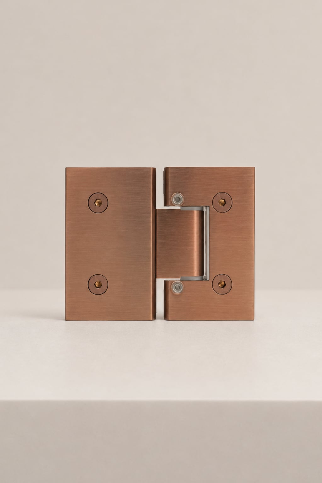 XO 180° Glass-to-Glass Hinge, Brushed Copper — back