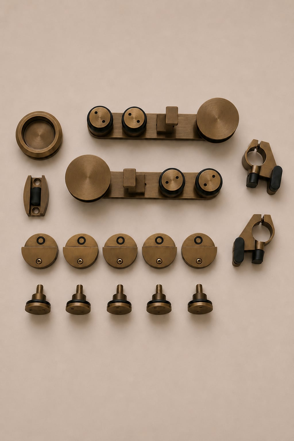 XO Barn Door Kit, Antique Brass