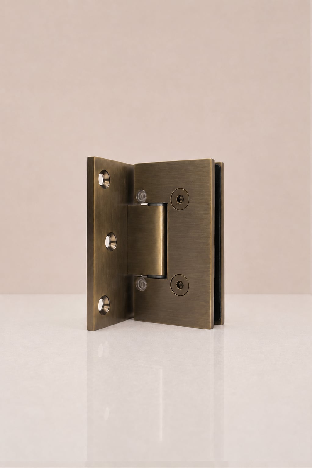 XO Glass-to-Wall Hinge, Antique Brass — back